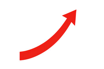 Curved Red Arrow Symbolizing Growth on Transparent Background