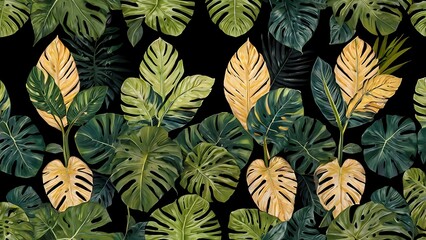 Naklejka premium Vibrant Tropical Foliage Arrangement with Colorful Leaves