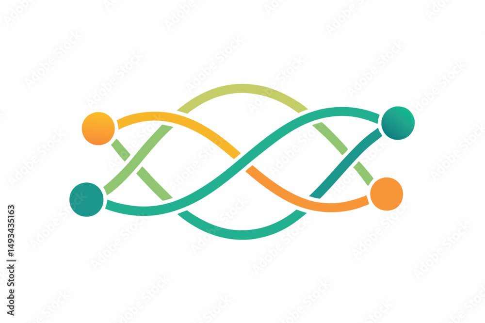 Leinwandbilder Creative vector illustration of abstract infinity symbol with colorful dots and circular lines representing continuity and connection in a modern style