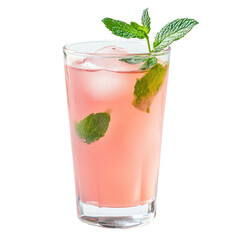  Glass of Rosewater Lemonade with Mint on Transparent Background