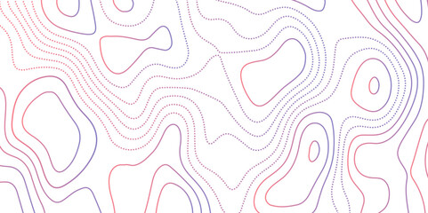 Abstract topographic map contour, white background and colorful wave lines pattern texture. geographic contour map grid backdrop paper texture. terrain path isolated on a background.