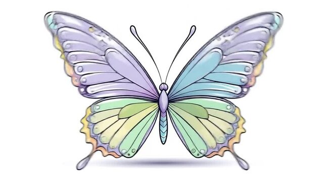 A colorful butterfly illustration displays symmetrical wings with detailed decorative elements