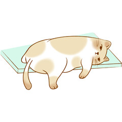 Fat cat with dangling legs is suitable for screen printing on surfaces.