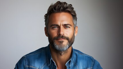 Obraz premium Slovenian middle-aged man with fair skin, light eyes, and well-groomed beard. 