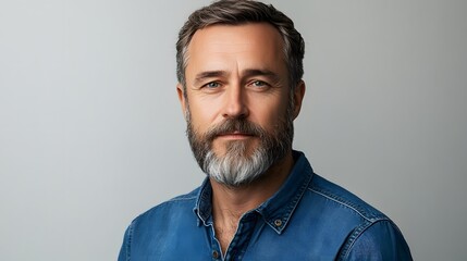 Obraz premium Slovenian middle-aged man with fair skin, light eyes, and well-groomed beard. 