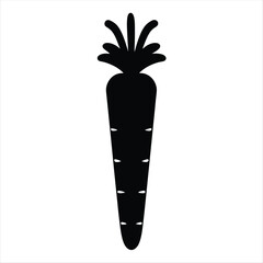 Black silhouette of a fresh carrot with its leafy green top