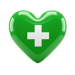 Obraz premium Green medical heart symbol icon on transparent background