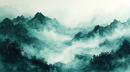 mountains and clouds