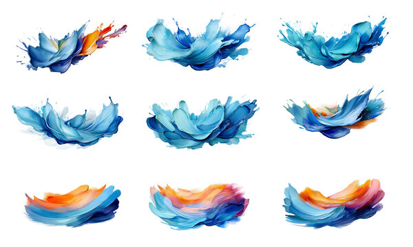 Colorful Brush Stroke Set on Isolated Background – Vibrant Paint Texture Collection