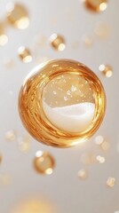Golden Liquid Droplet Suspended in Mid-Air