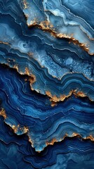 Obraz premium Soothing Blue Marble Texture Abstract Art Background with Golden Veins