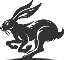 Drawing of a hare black animal silhouette