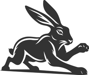 Drawing of a hare black animal silhouette