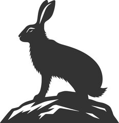 Drawing of a hare black animal silhouette