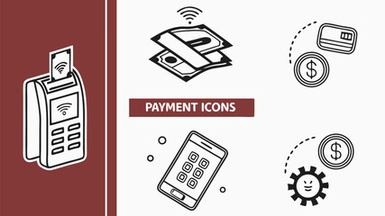 set of vector icons for web and mobile and payment icon
