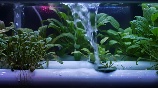 Vertical Hydroponic System Growing Fresh Green Vegetables Indoors Greenhouse Environment