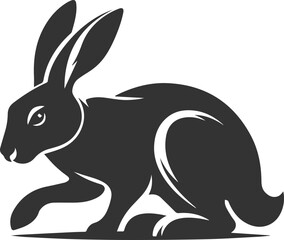Drawing of a hare black animal silhouette