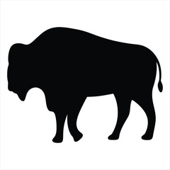 Silhouette of an American Bison against a white background in vector format