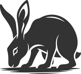 Drawing of a hare black animal silhouette