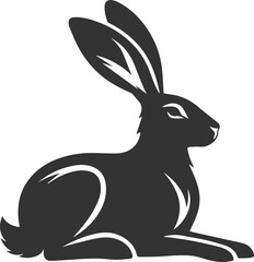 Drawing of a hare black animal silhouette