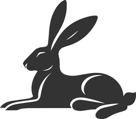 Drawing of a hare black animal silhouette