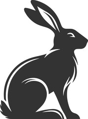 Drawing of a hare black animal silhouette