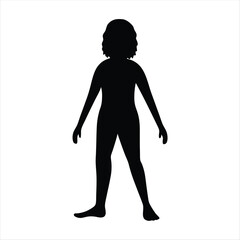 Silhouette of a woman standing with open arms and bare feet pose
