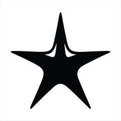 Obraz premium A unique black five point star with rounded flowing shapes on white