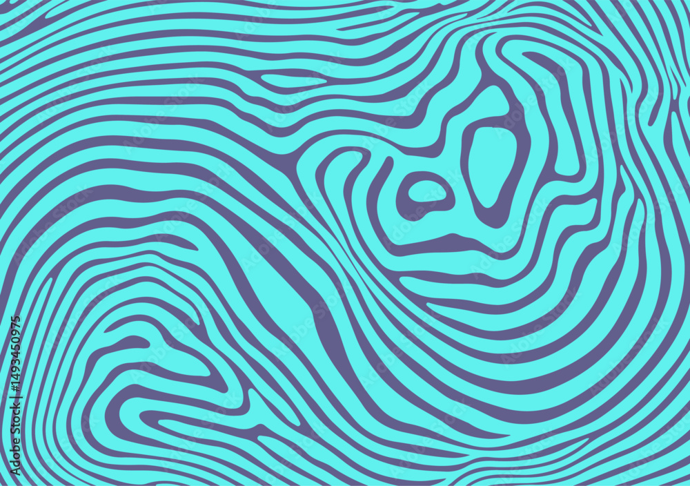 Aufkleber vector illustration showcases bold wavy purple lines on a bright cyan background, capturing a dynami