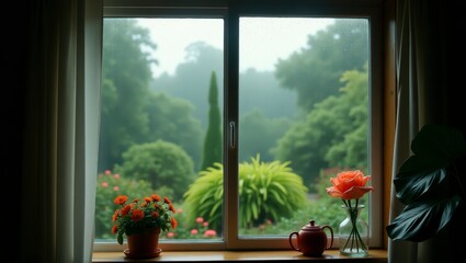 Garden View Through A Window