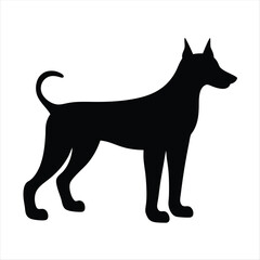 Silhouette of a Doberman Pinscher standing on a white background artwork