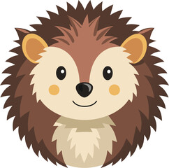 Cute Hedgehog Face Cartoon Animal Vector