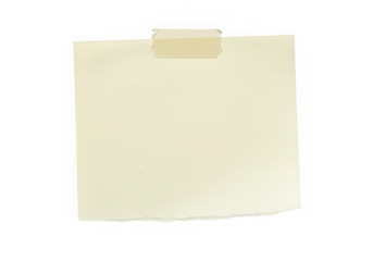 Sticky note with tape mockup for message isolated on transparent background
