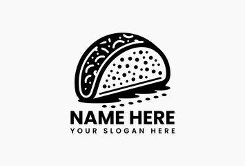 Stylized monochrome taco illustration with detailed ingredients in continuous line art style. Mexican restaurant branding  