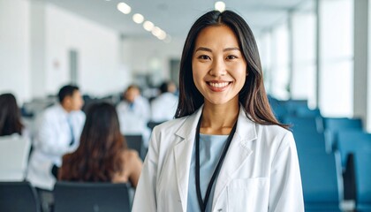 Fototapeta premium Portrait of a female doctor in a doctors office or hospital