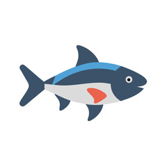 Flat design fish illustration on black background graphic element