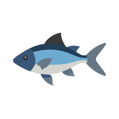 Stylized blue fish illustration on a clean black background