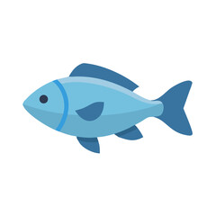 Flat vector illustration of a blue fish on black