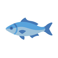 Flat style blue fish swimming on black background vector
