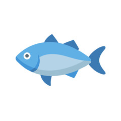 Fototapeta premium Flat style blue fish illustration on black background