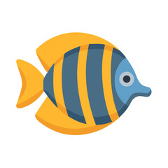 Stylized Tropical Fish with Yellow and Blue Stripe Pattern