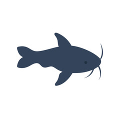Blue catfish silhouette on black background illustration stock image