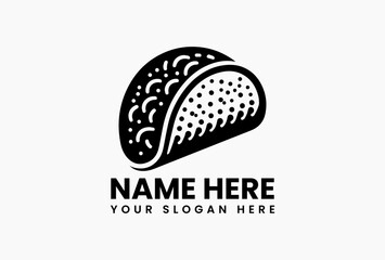 Minimalist monochrome line art taco with layered ingredients vector illustration isolated on white. Mexican street food concept  