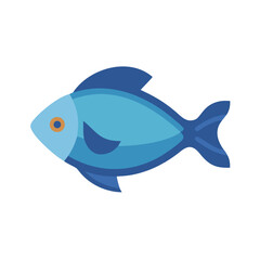 Fototapeta premium Simple blue fish illustration on black background for print