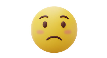 Fototapeta premium A yellow sad emoticon with brown eyebrows and mouth on a black color isolated background image view