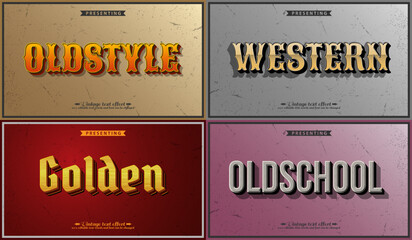 Retro vintage editable 3d vector text style effect bundle. Classic, old-school typography styles. Grunge, groovy, decorative lettering for label and poster inspired vector design.