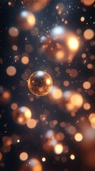 Golden Sparkling Orb Amidst Bokeh Lights