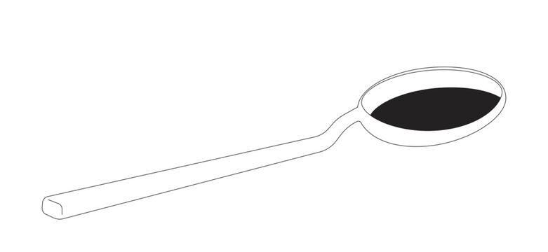 Cooking spoon tablespoon 2D line object. Kitchenware utensil. Food preparation. Tableware dishware. Culinary and kitchen tool isolated clipart vector ink outline item. Monochrome spot illustration