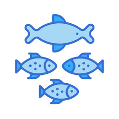 Stylized Fish School Illustration with Flat Graphic Design