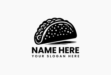Monochrome line drawing of a taco filled with various ingredients on a white background. Mexican food concept